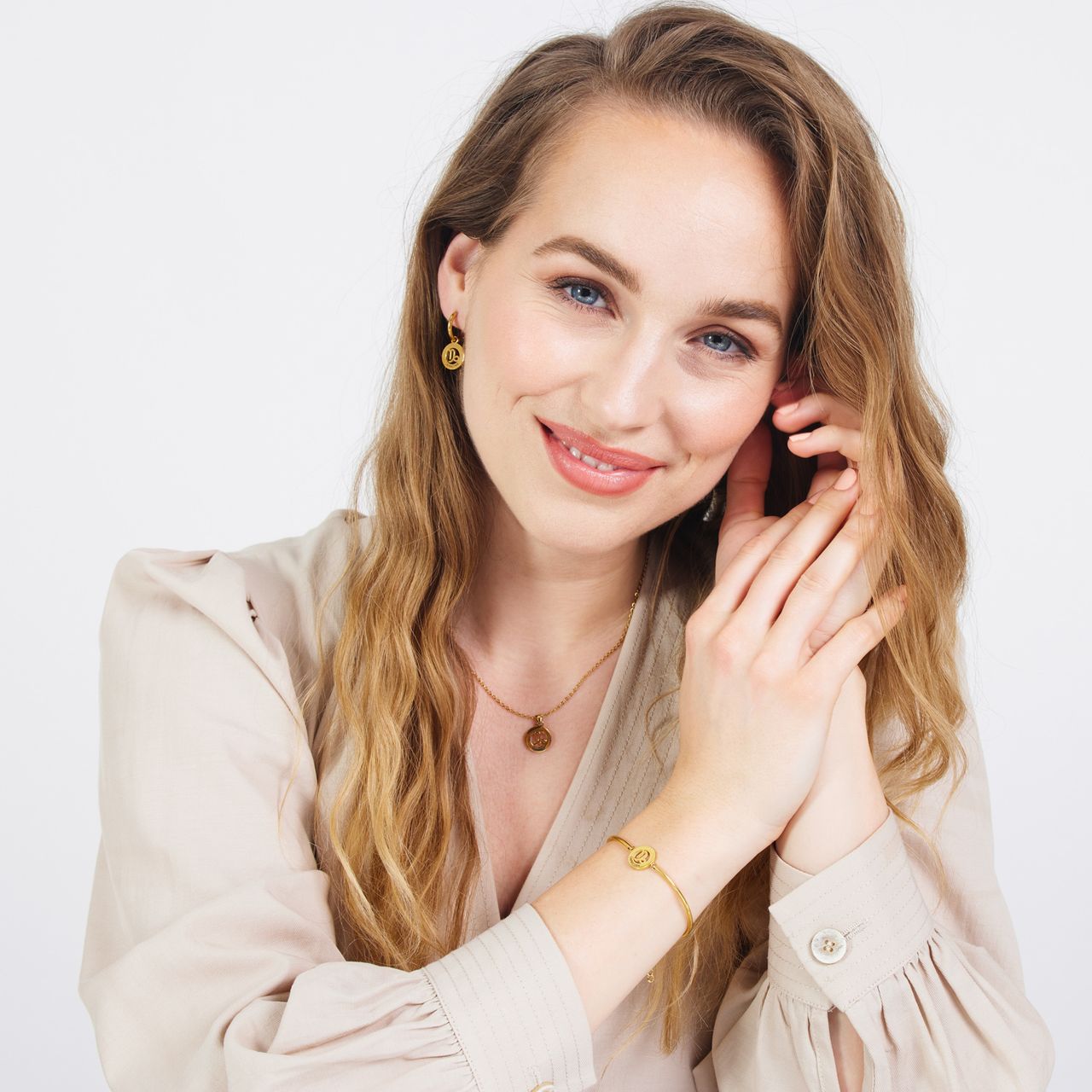 Stalen goldplated fantasiearmband met sterrenbeeld Steenbok voor dames
