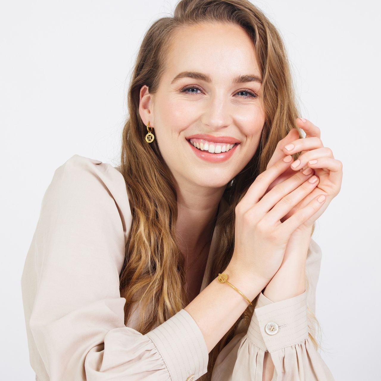 Stainless steel goldplated fantasiearmband met sterrenbeeld Tweeling voor dames