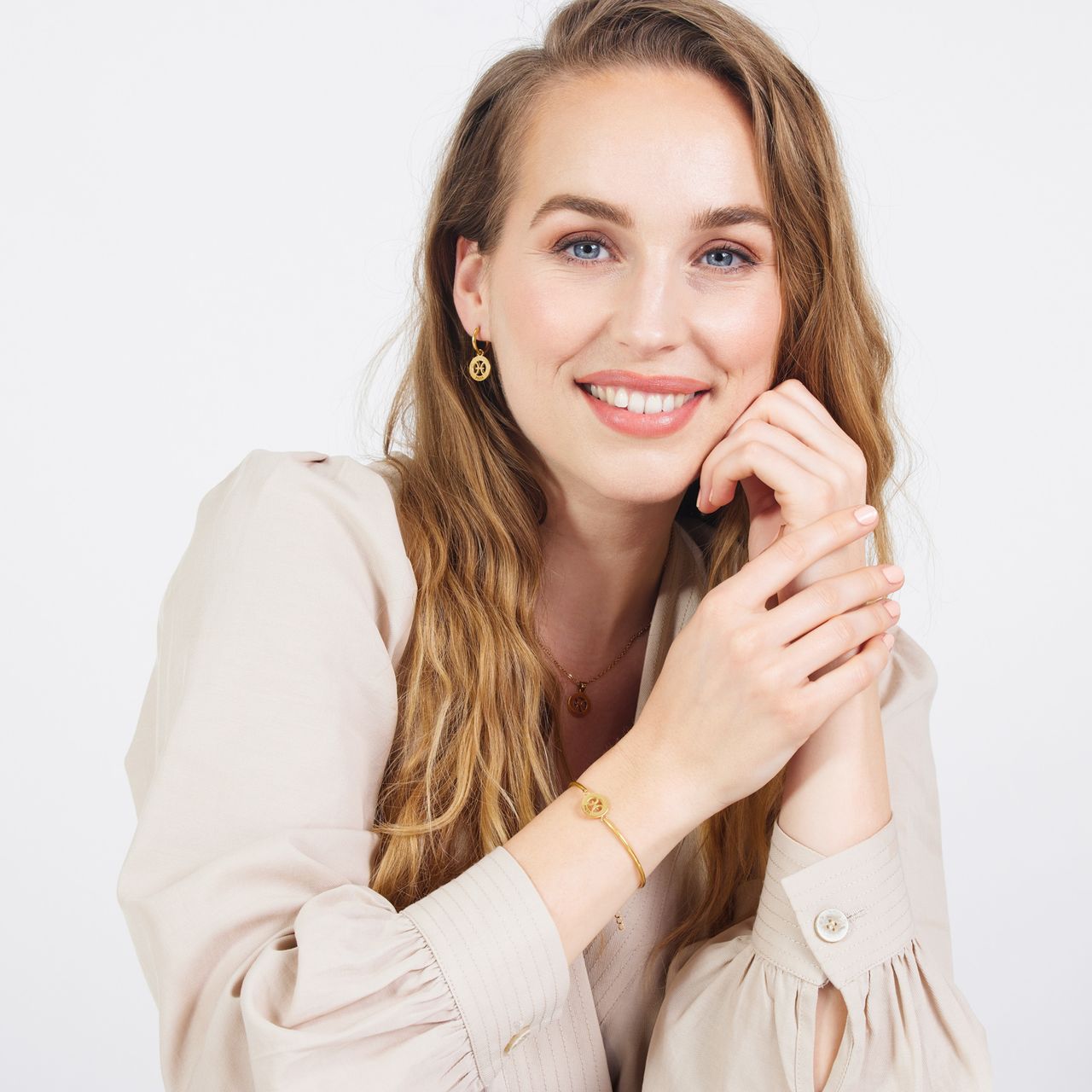 Stainless steel goldplated fantasiearmband met sterrenbeeld Vissen voor dames