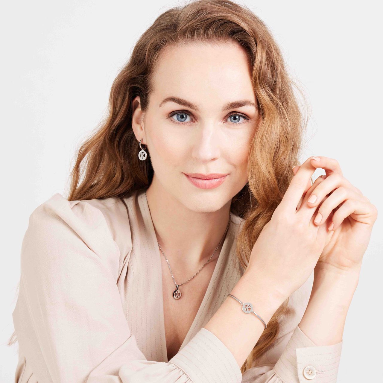 Stainless steel armband met letter - K