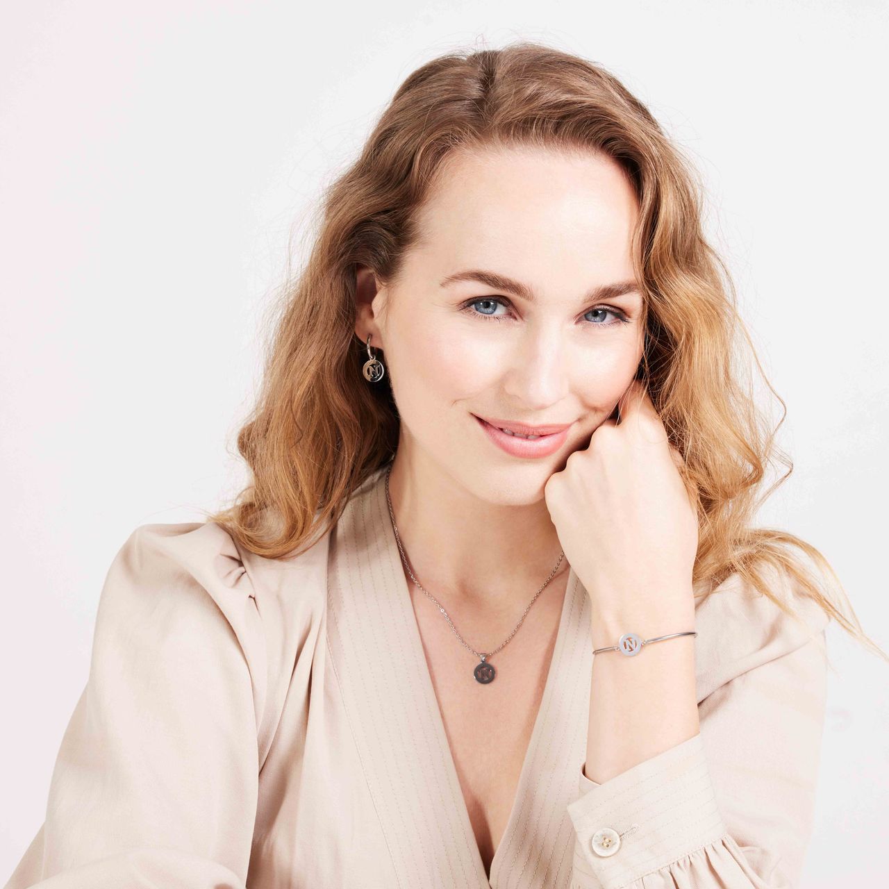 Stainless steel armband met letter - N