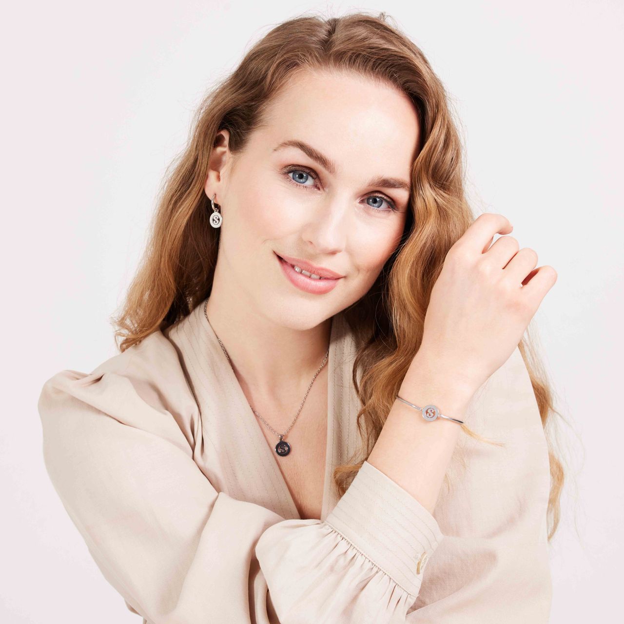 Stainless steel armband met letter - S