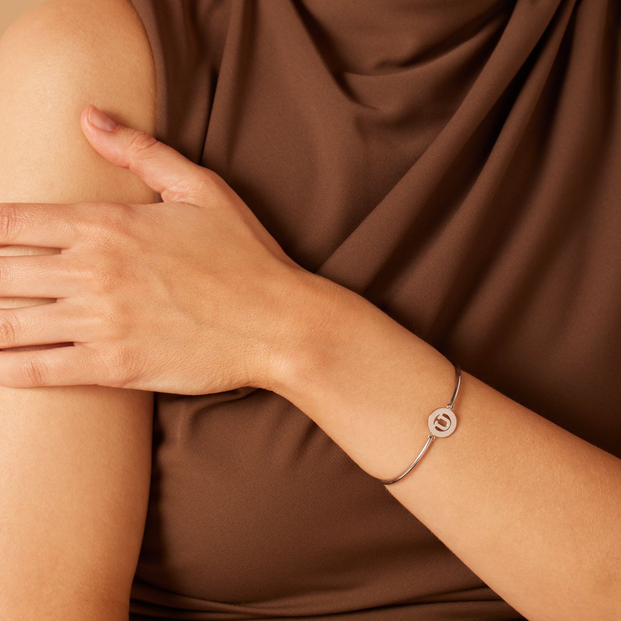 Stainless steel armband met letter - U