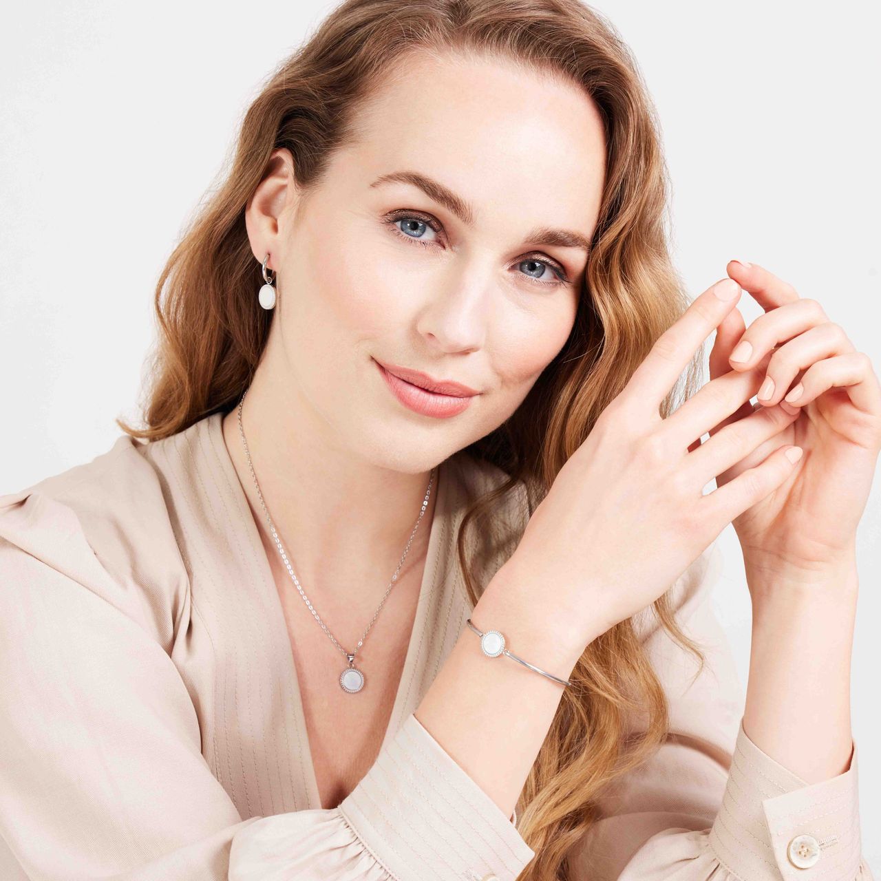 Stainless steel armband met parelmoer