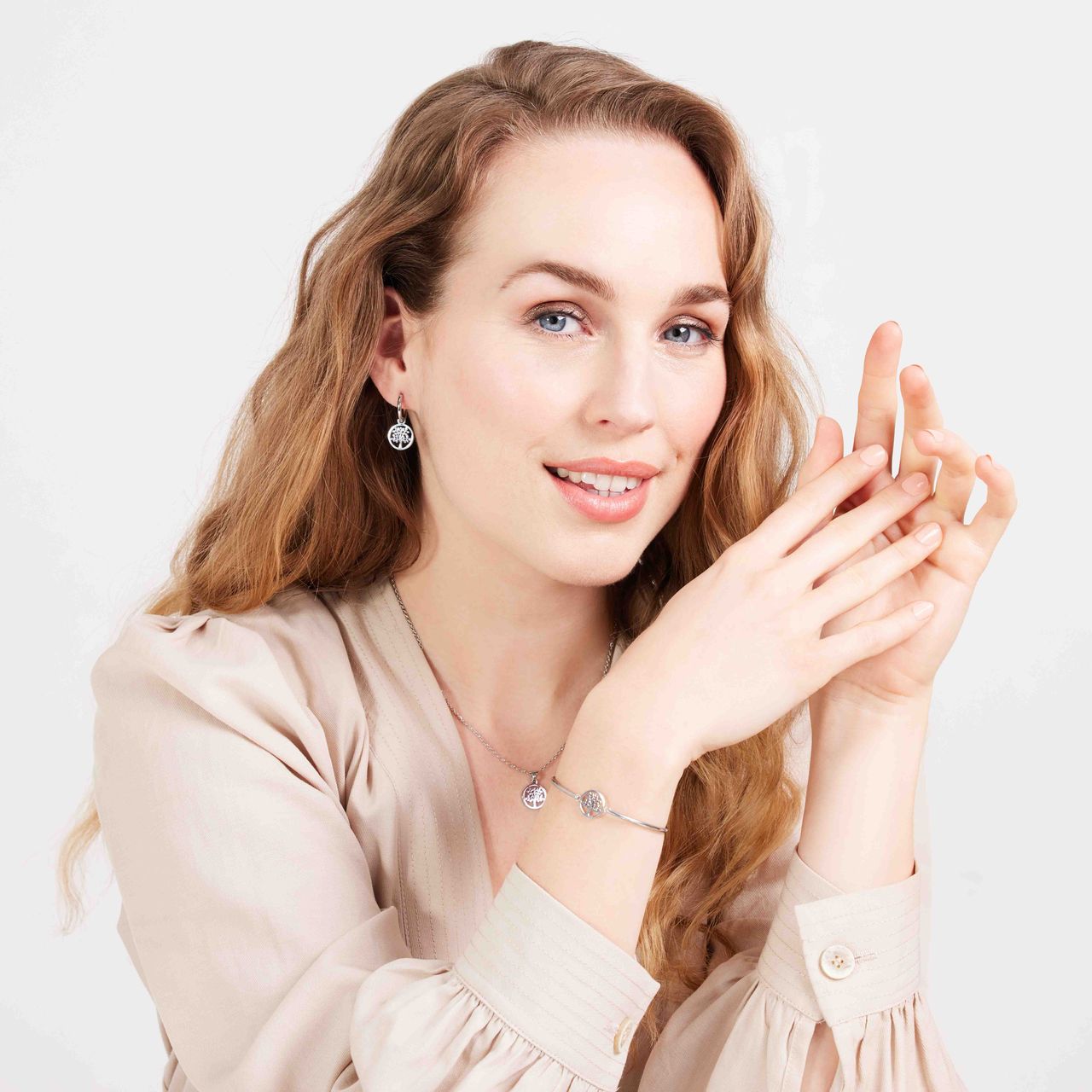 Stainless steel armband met levensboom