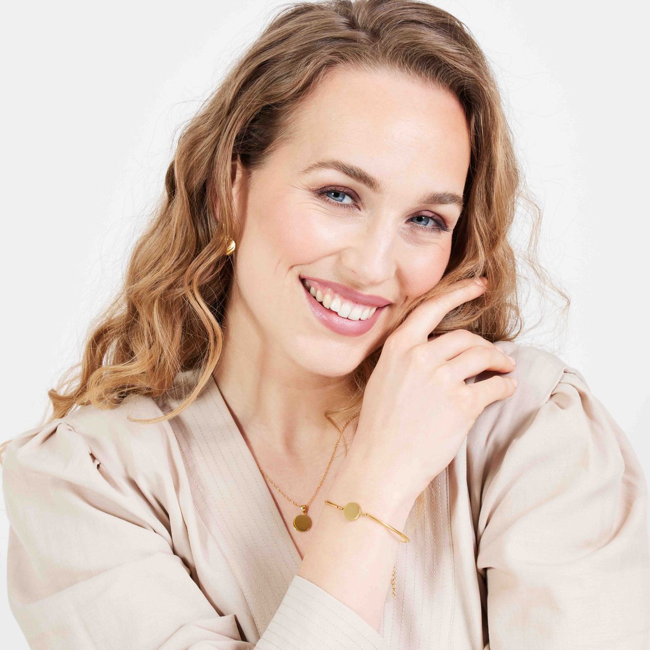 Stainless steel goldplated fantasiearmband munt voor dames