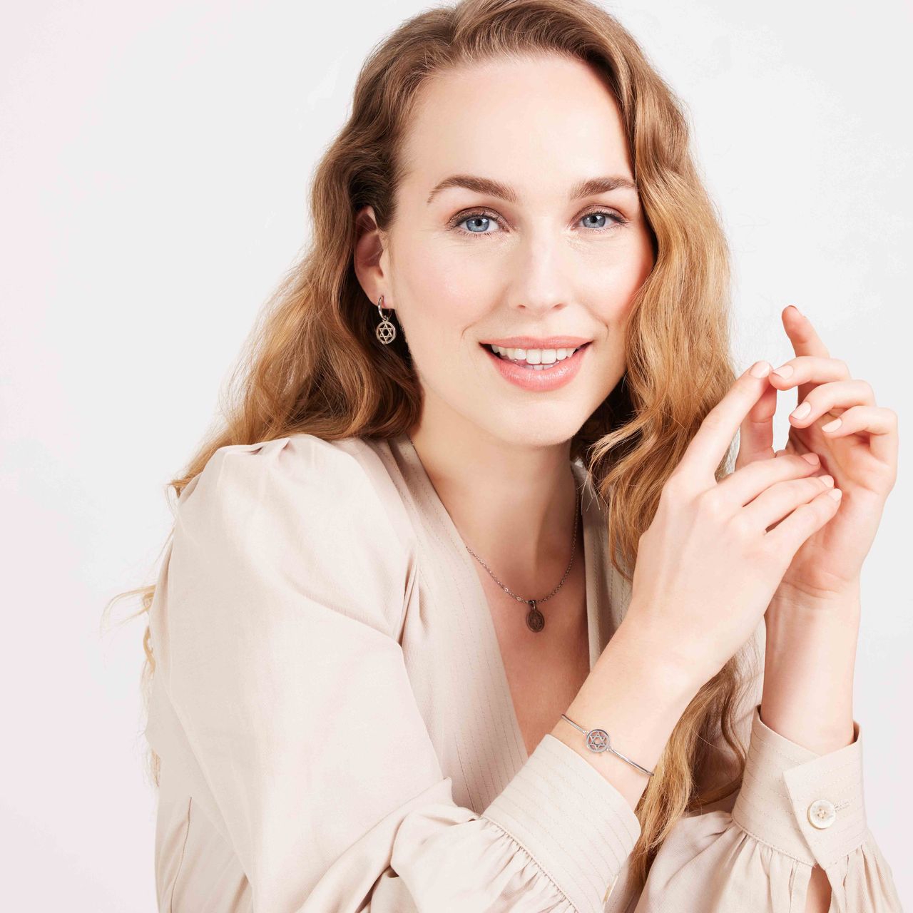 Stainless steel armband met Davidster