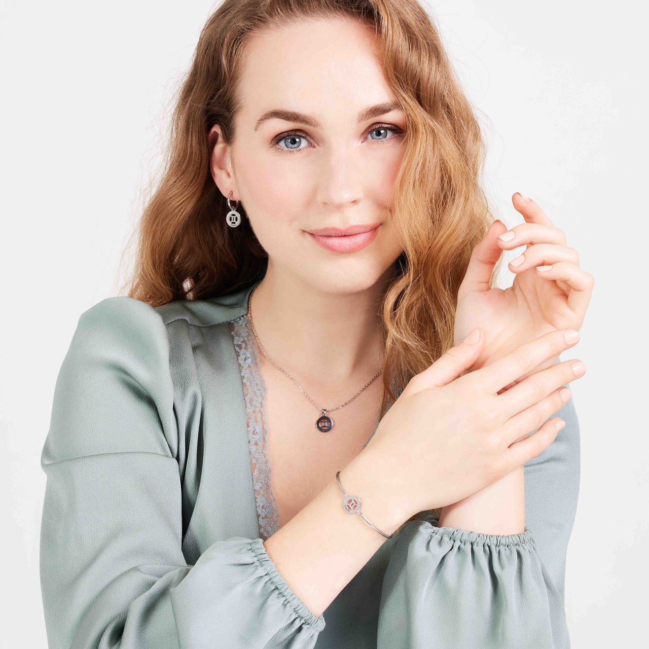 Stalen ketting met sterrenbeeld tweeling