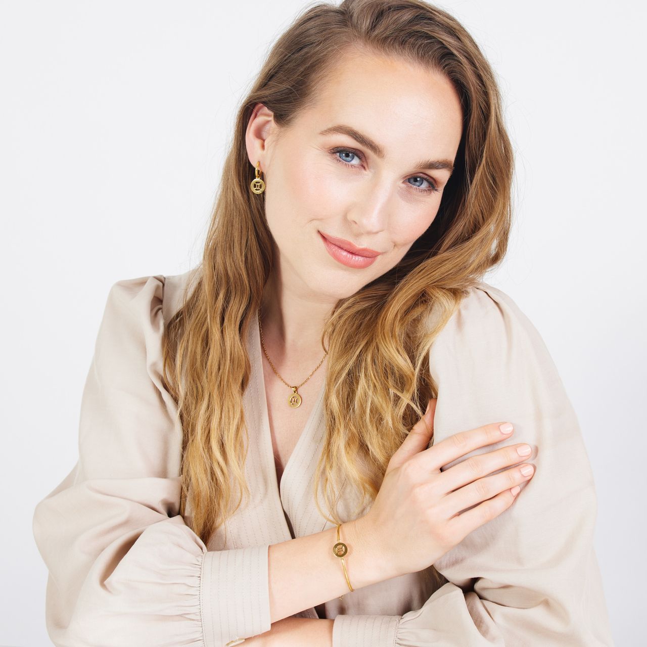 Stainless steel goldplated ketting met hanger sterrenbeeld Tweeling voor dames