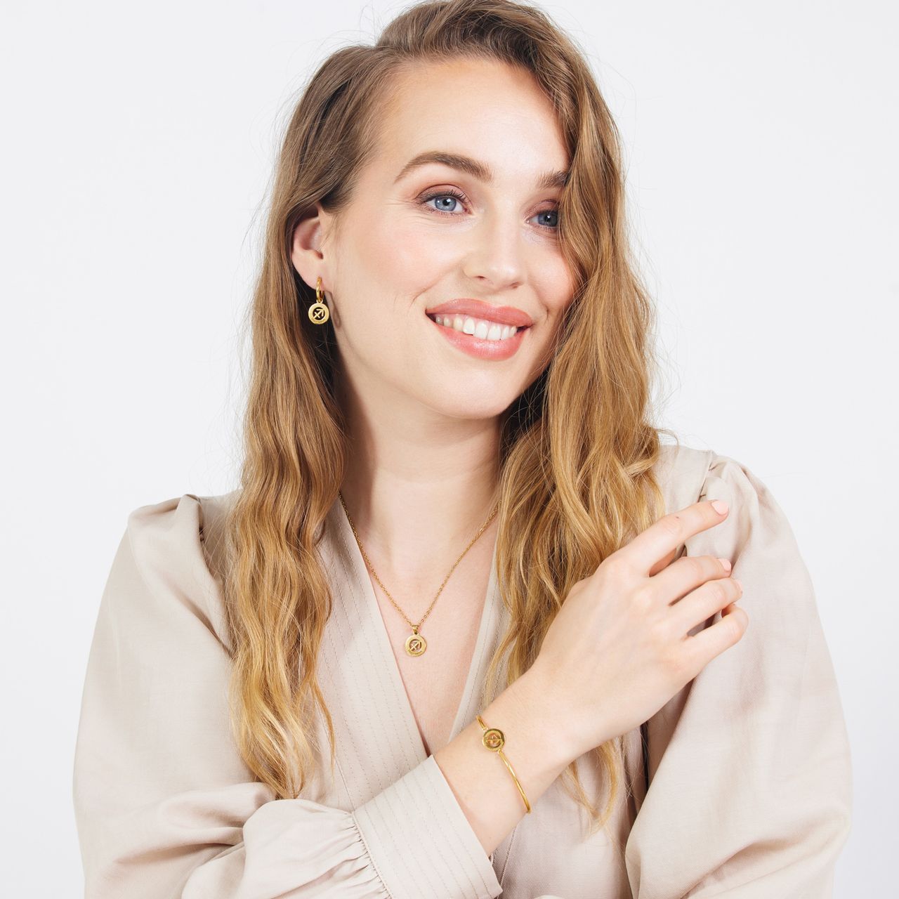 Stalen goldplated ketting met sterrenbeeld boogschutter