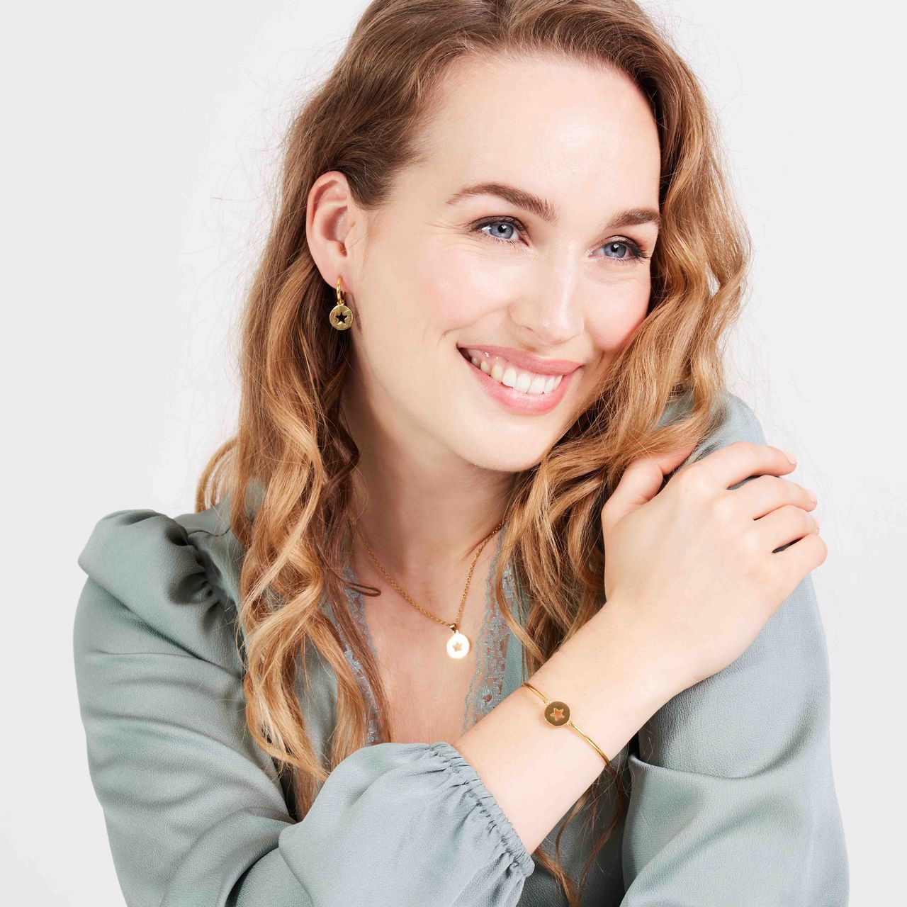 Stalen goldplated ketting met hanger ster