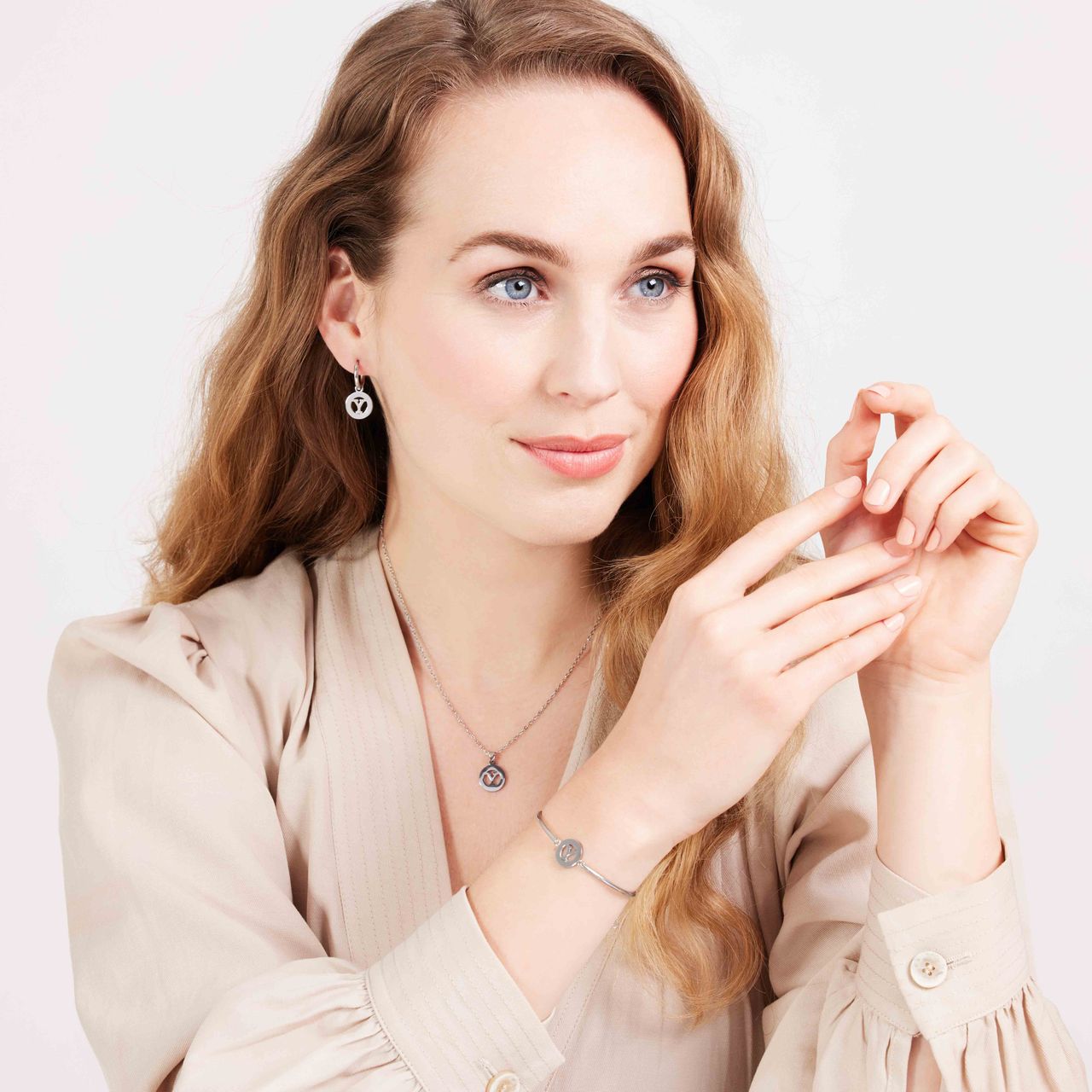 Stainless steel oorbellen met letter - Y