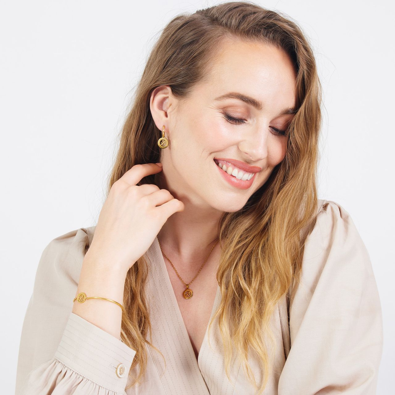 Stalen goldplated oorringen sterrenbeeld Boogschutter voor dames