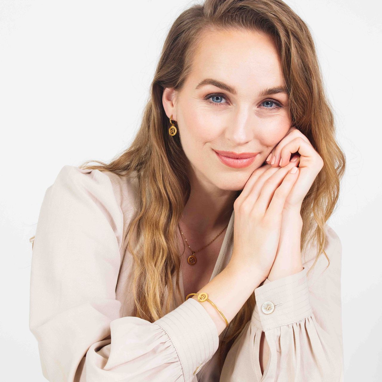 Stainless steel goldplated oorringen sterrenbeeld Leeuw voor dames