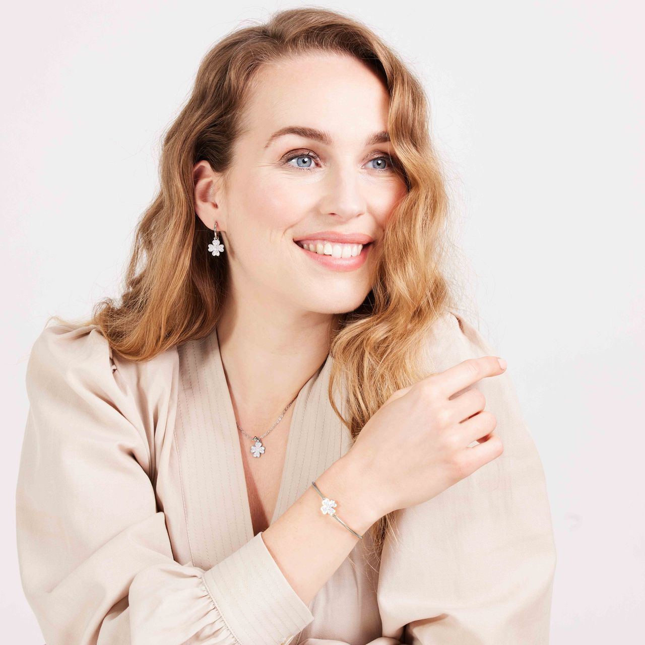 Stainless steel armband met klaver