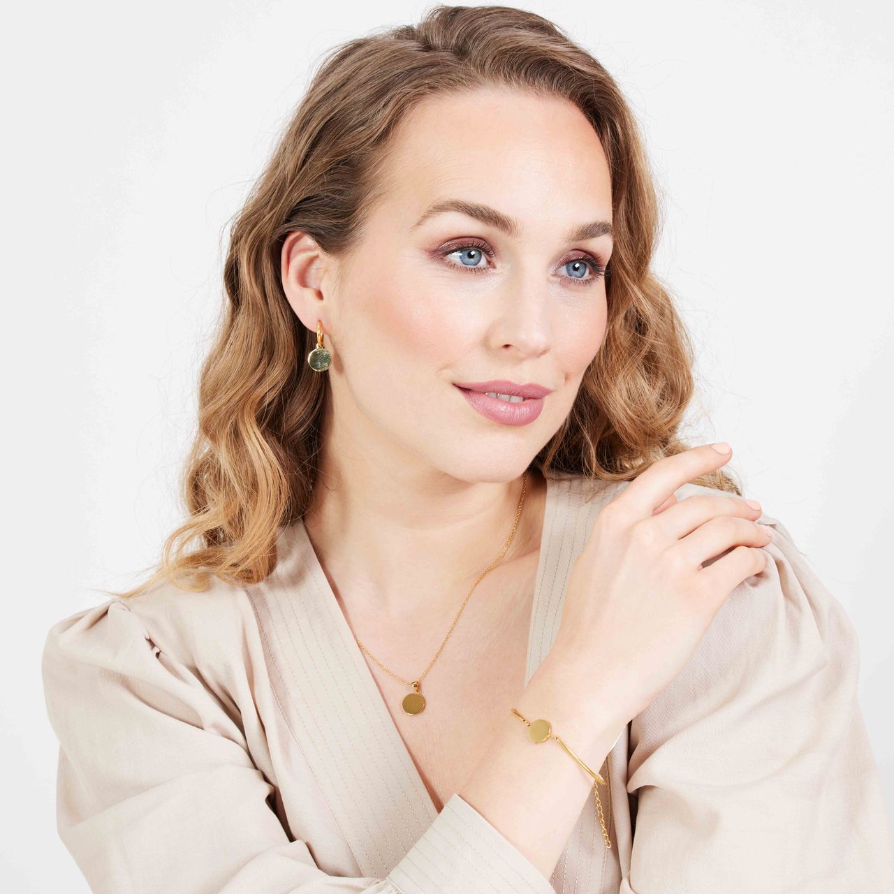Stalen goldplated oorringen munt voor dames