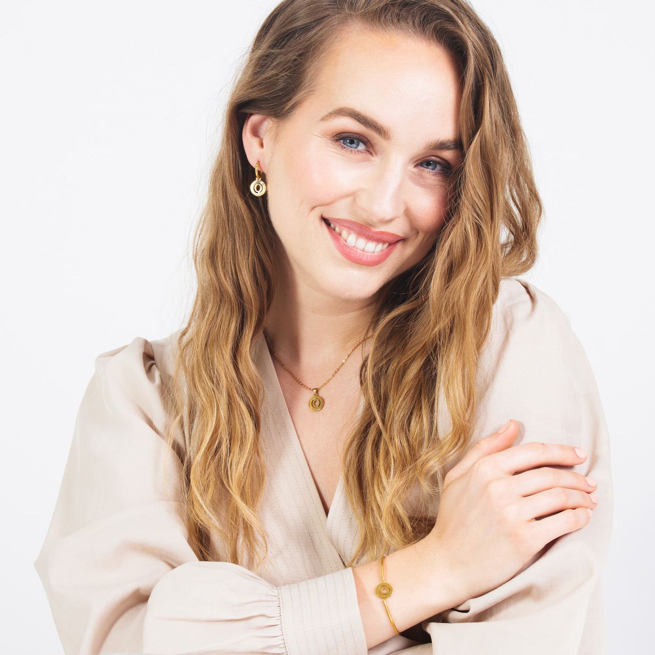 Stainless steel goldplated ketting met letterhanger Q voor dames