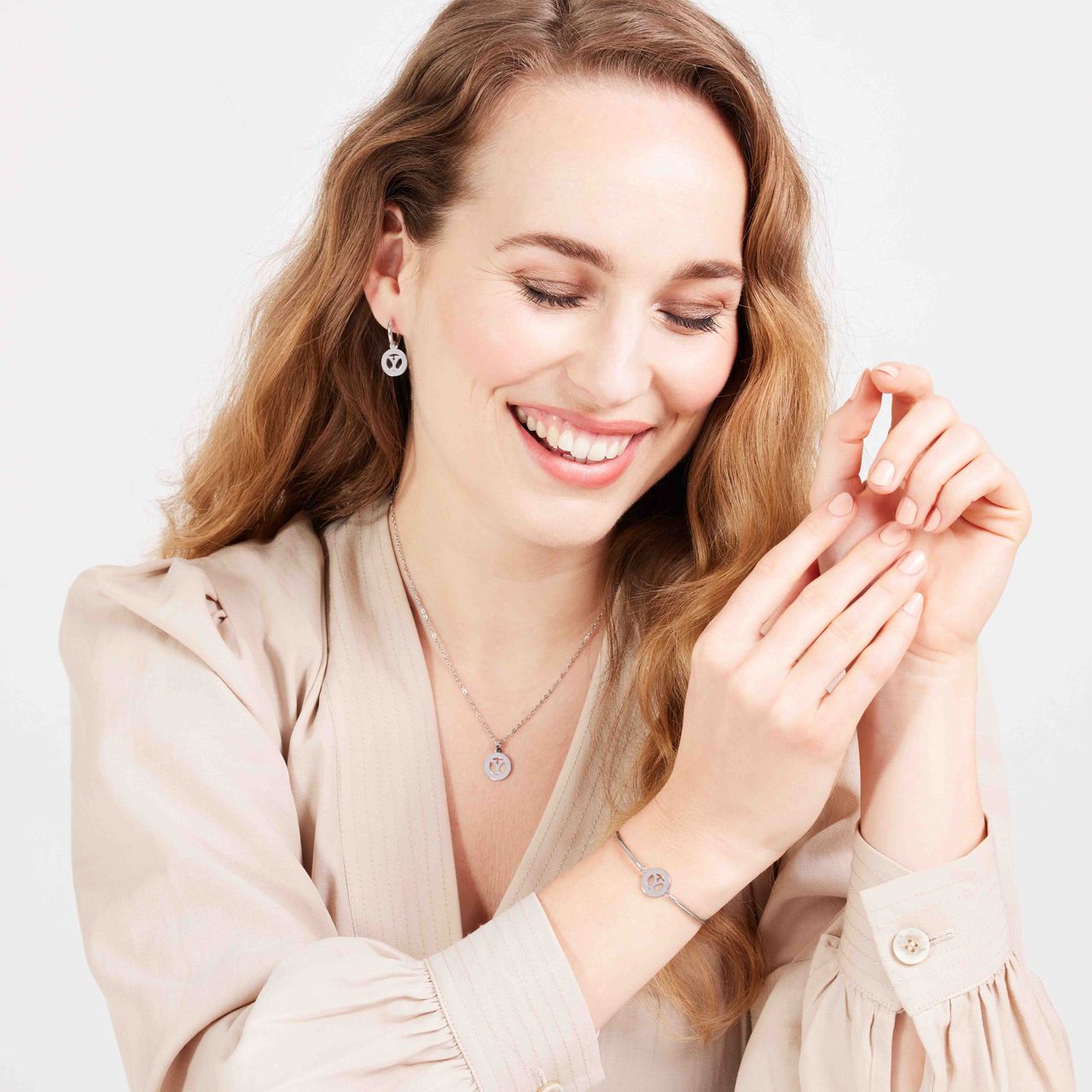 Stalen ketting met letter - Y