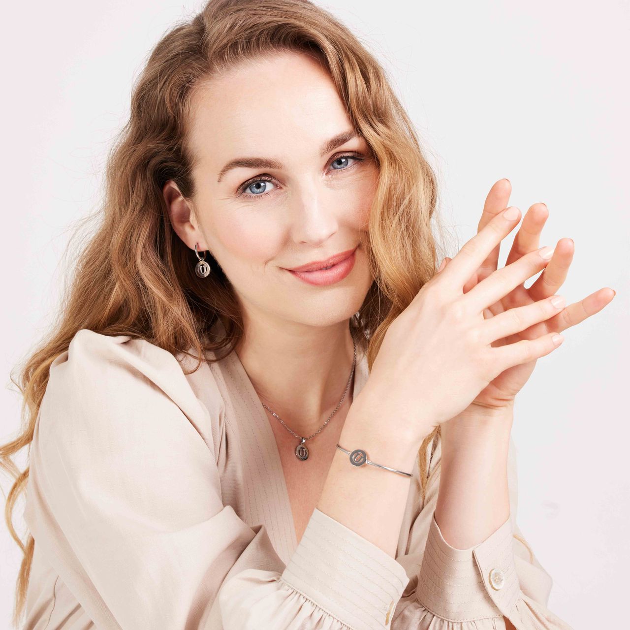 Stainless steel ketting met letter - U