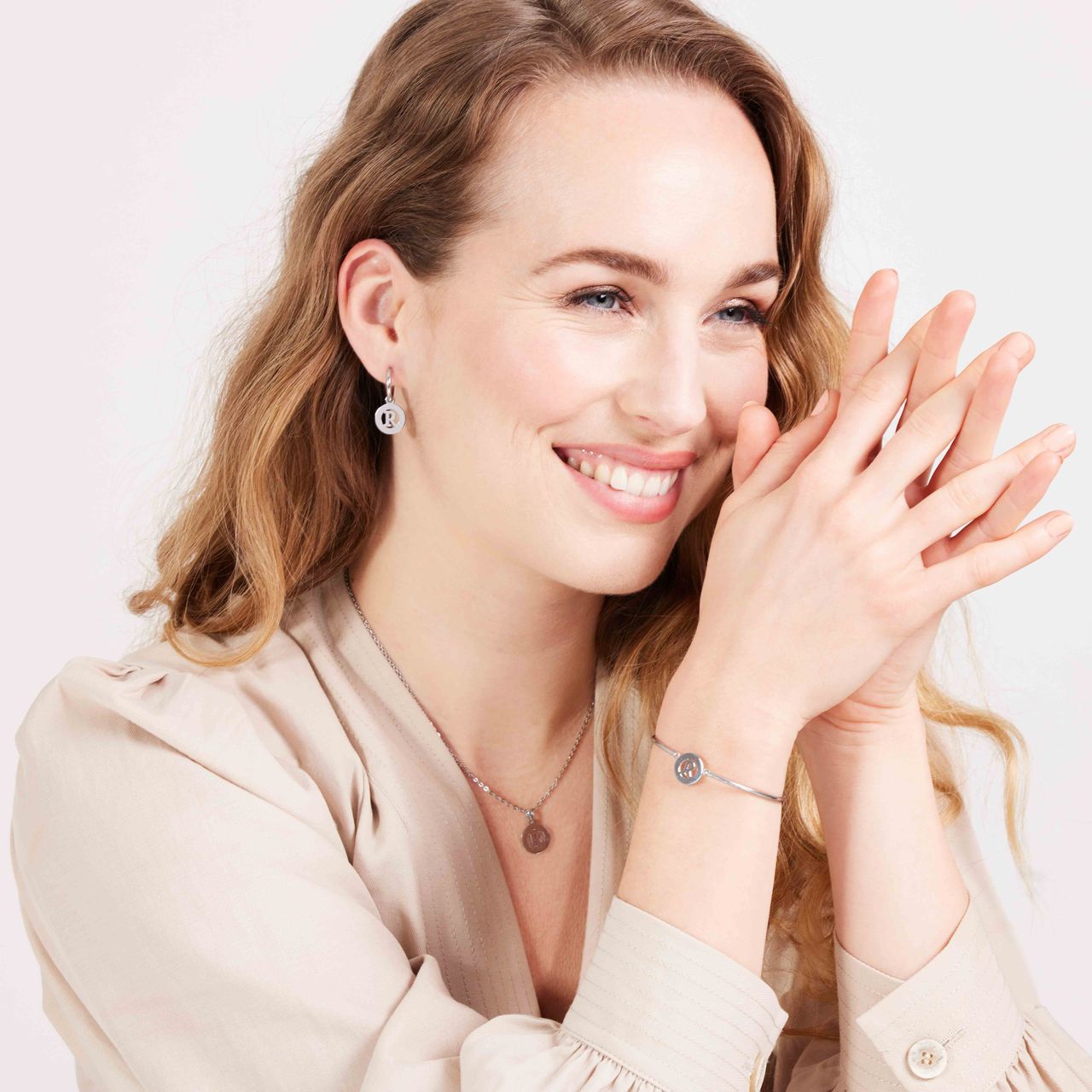 Stalen ketting met letter - R