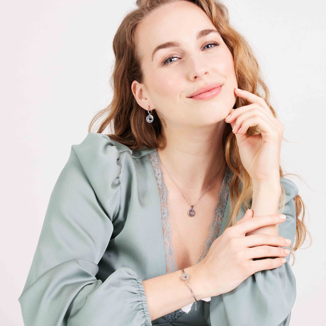 Stalen ketting met letter - C