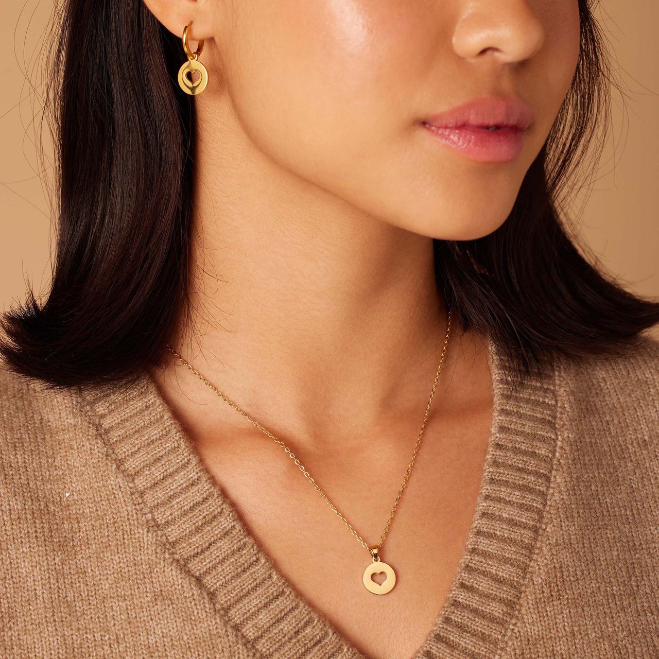 LivLiv stalen goldplated ketting met open hart voor dames