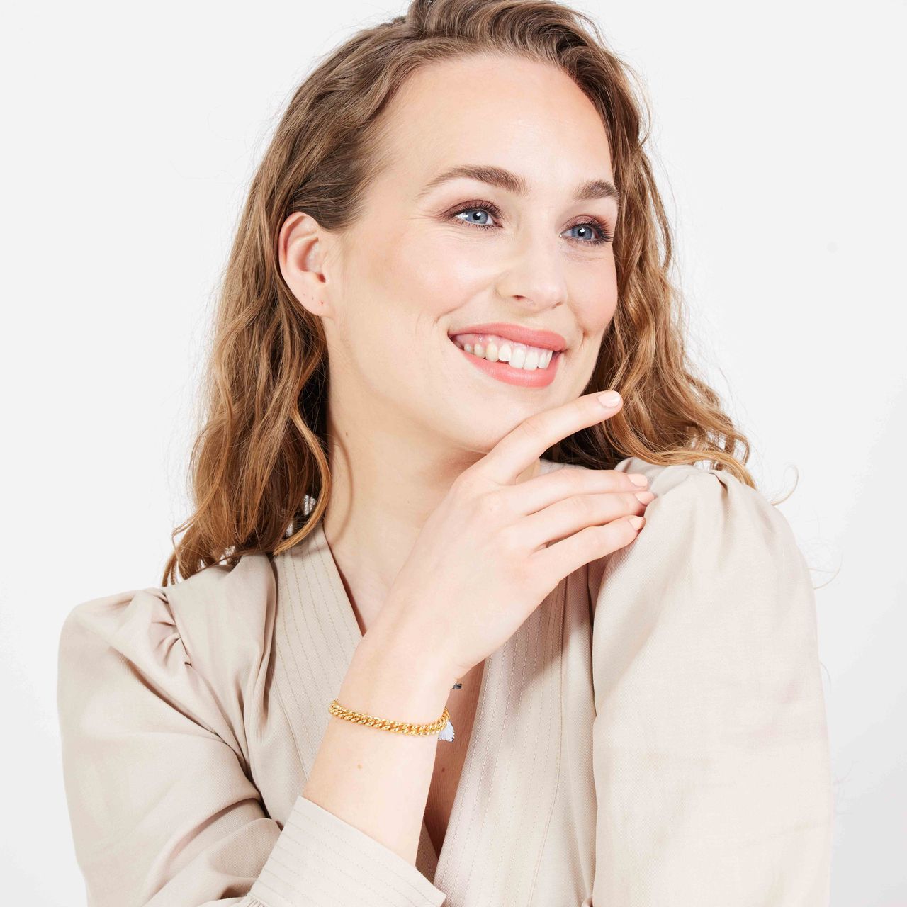 Gerecycleerd zilveren goldplated armband gourmet