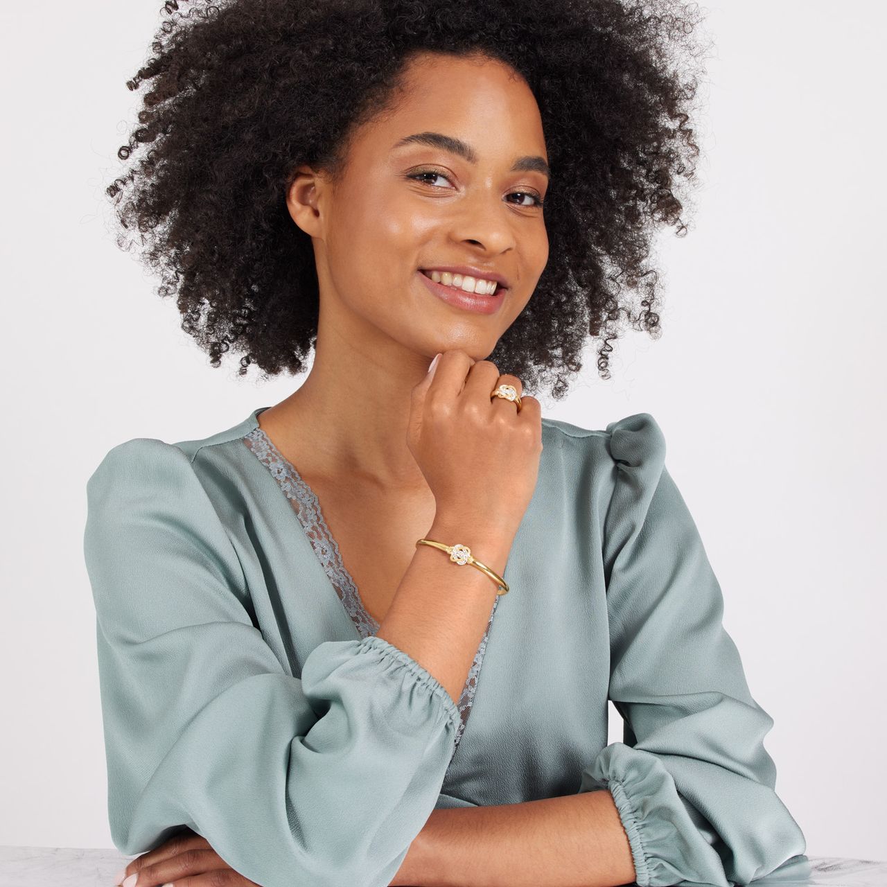 Stainless steel goldplated ring surinaamse mattenklopper met kristalvoor dames