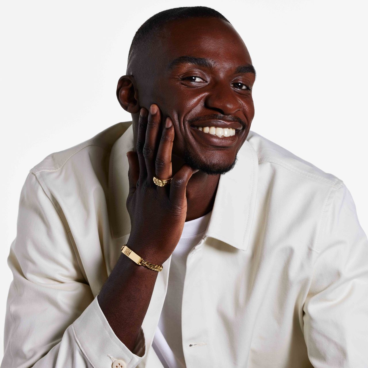 Stainless steel goldplated herenring surinaamse mattenklopper