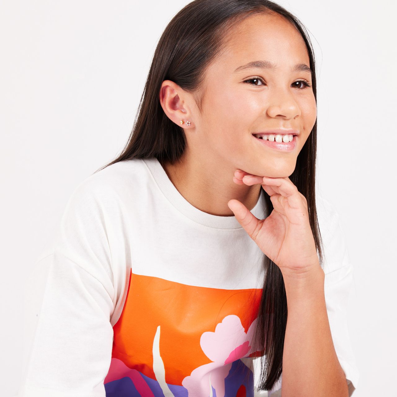 Tiny Tips stalen goldplated oorbellen hart kristal