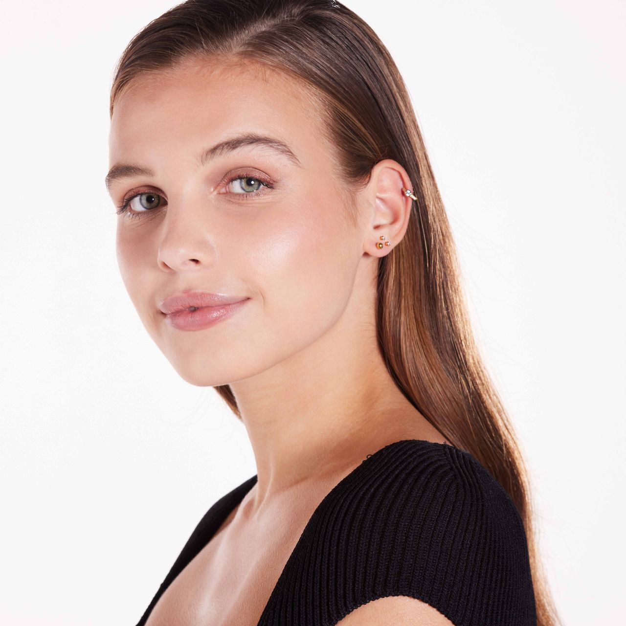 Studex stainless steel goldplated schietoorbel zirkonia 2mm 108