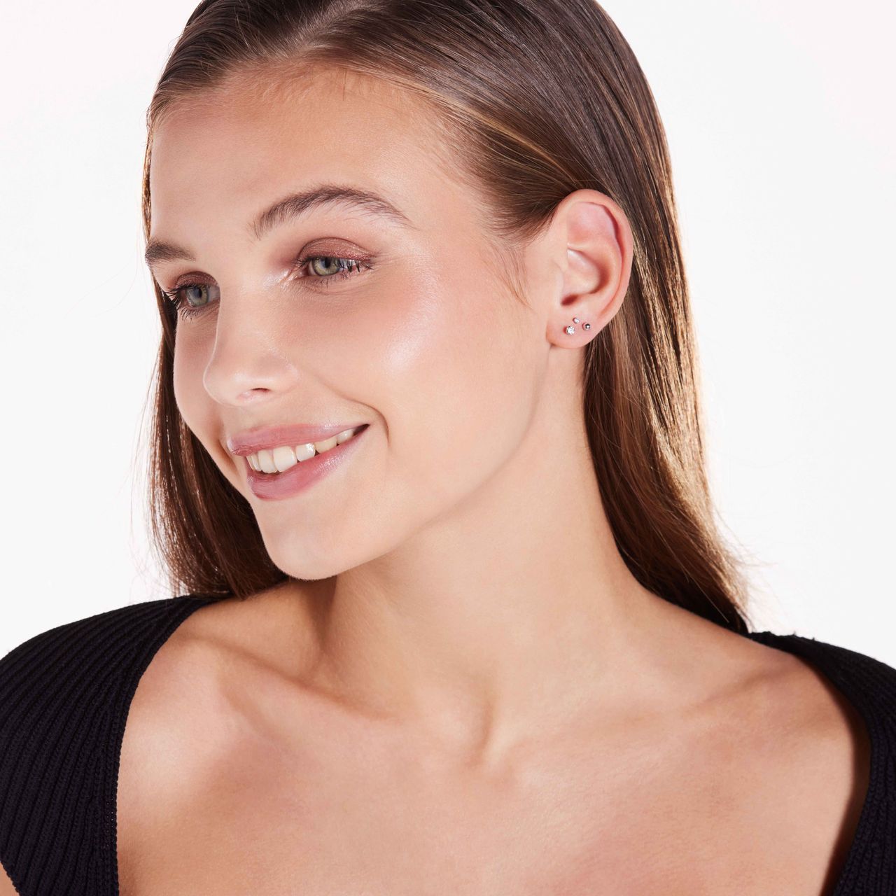 Studex medizinische Ohrringe aus 375er Weißgold, Zirkonia, 2 mm