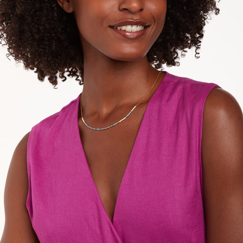 Stainless steel goldplated kralenketting voor dames