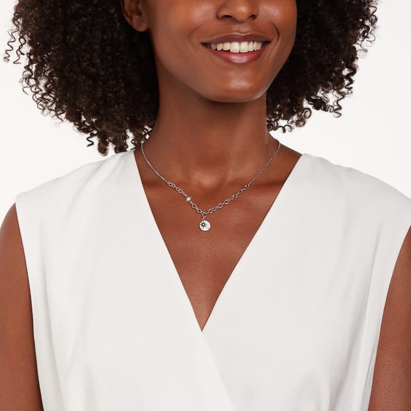 Gerecycled stainless steel ketting met munt en ster