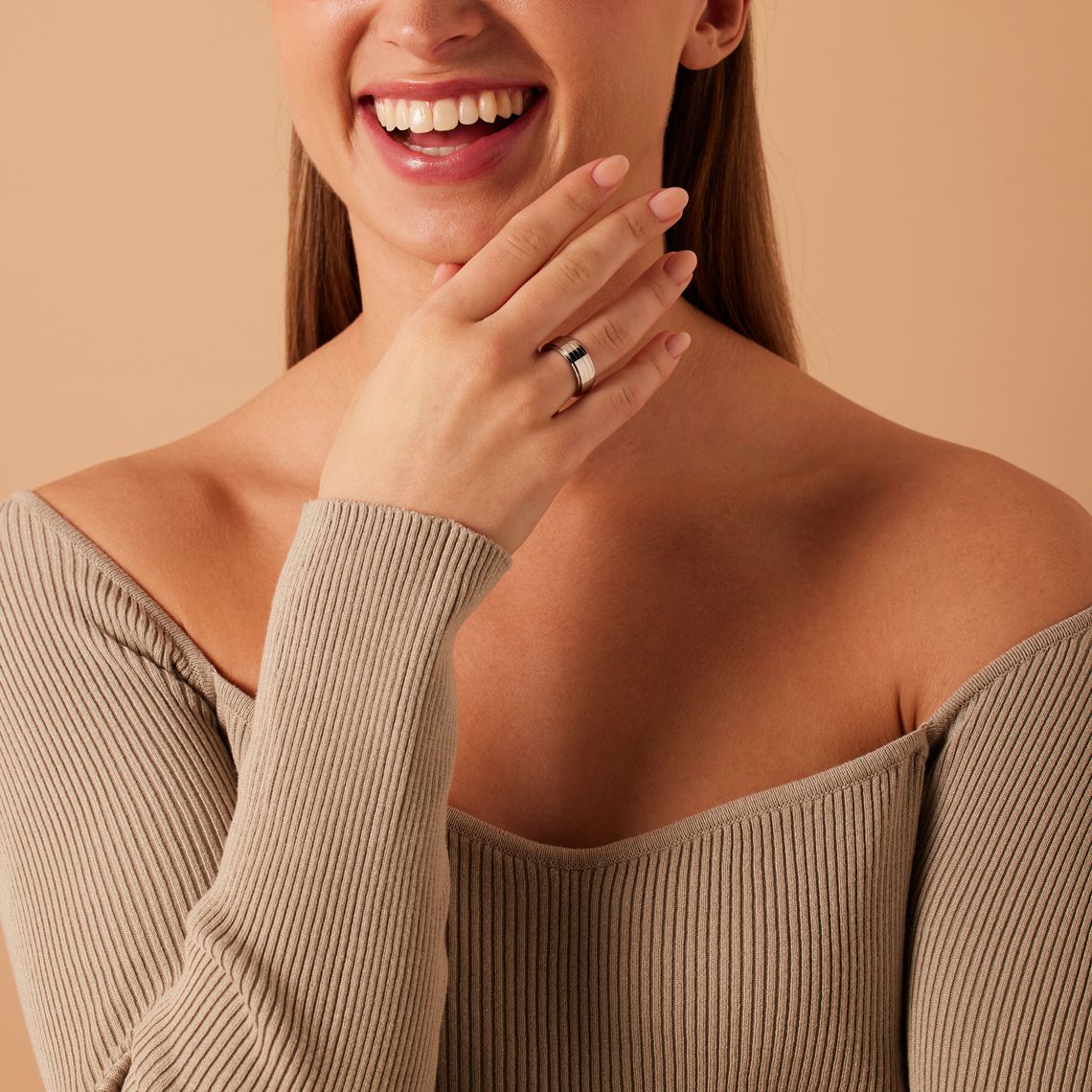 Gerecycleerd stalen anxiety ring met 3 strepen