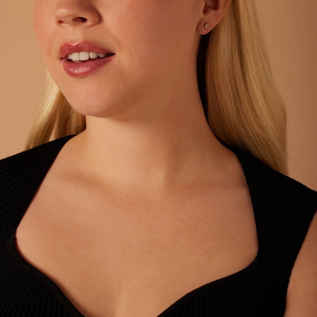 Stalen goldplated oorknoppen met zirkonia voor dames