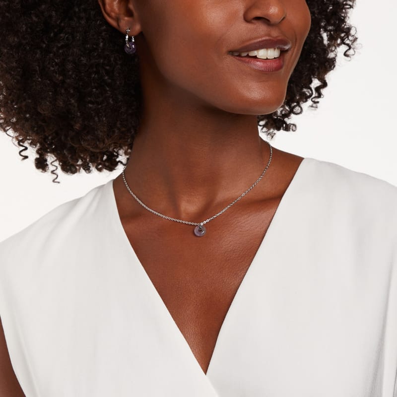 Stalen ketting met amethyst