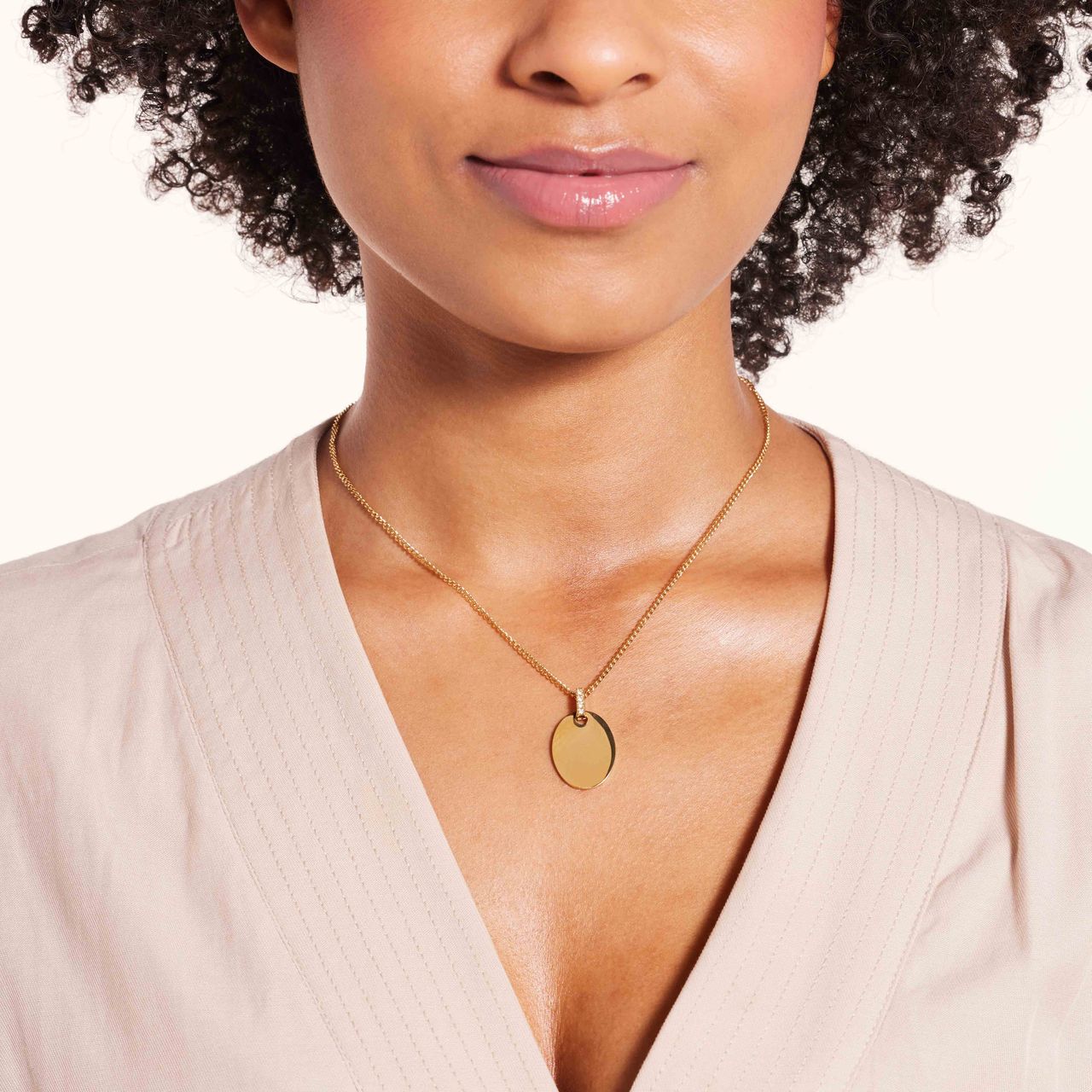 Gerecycleerd stainless steel goldpalted ketting met munt hanger