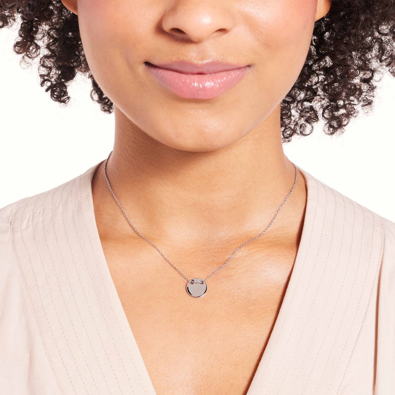 Gerecycled stainless steel ketting met munt hanger voor dames