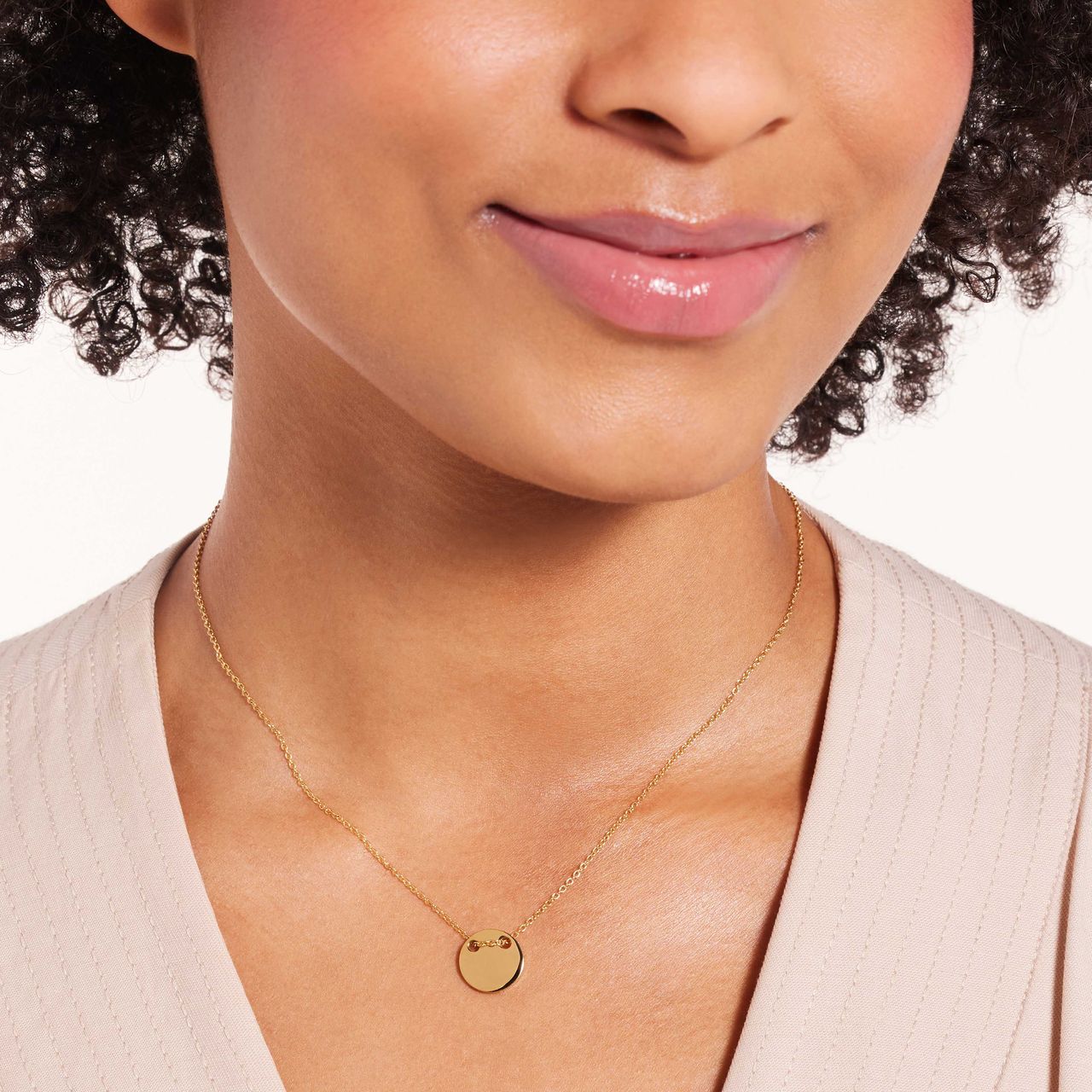 Gerecycleerd stalen goldplated ketting met munt hanger