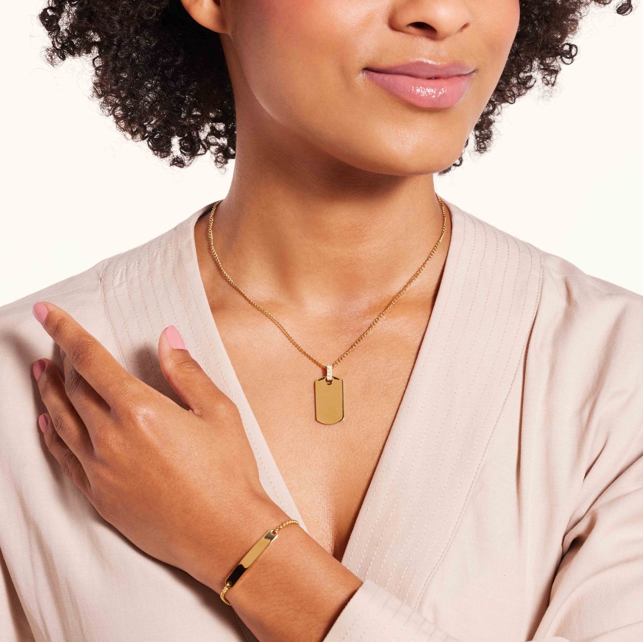 Stainless steel goldplated plaatarmband voor dames