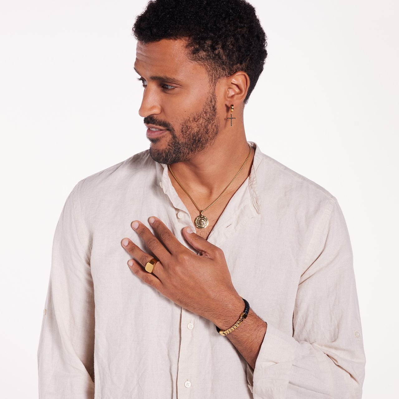 Stainless steel goldplated herenarmband