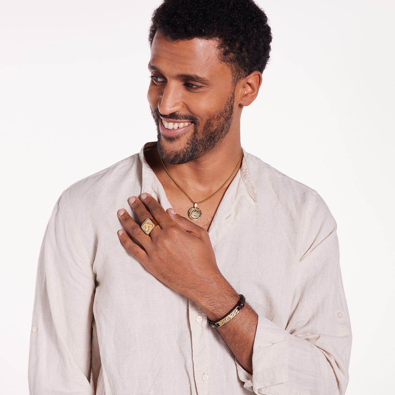 Stainless steel goldplated herenplaatarmband