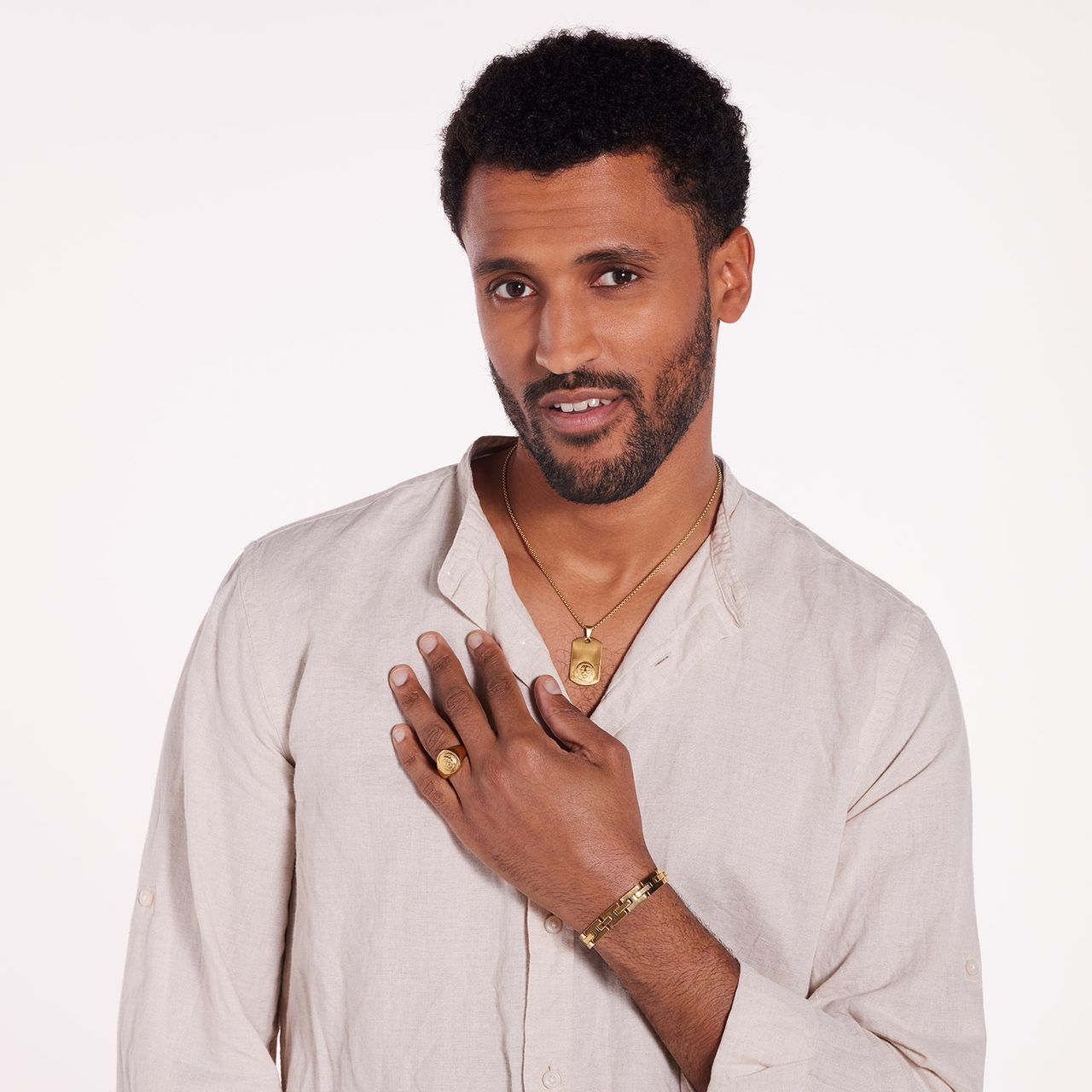 Stainless steel goldplated herenzegelring leeuw