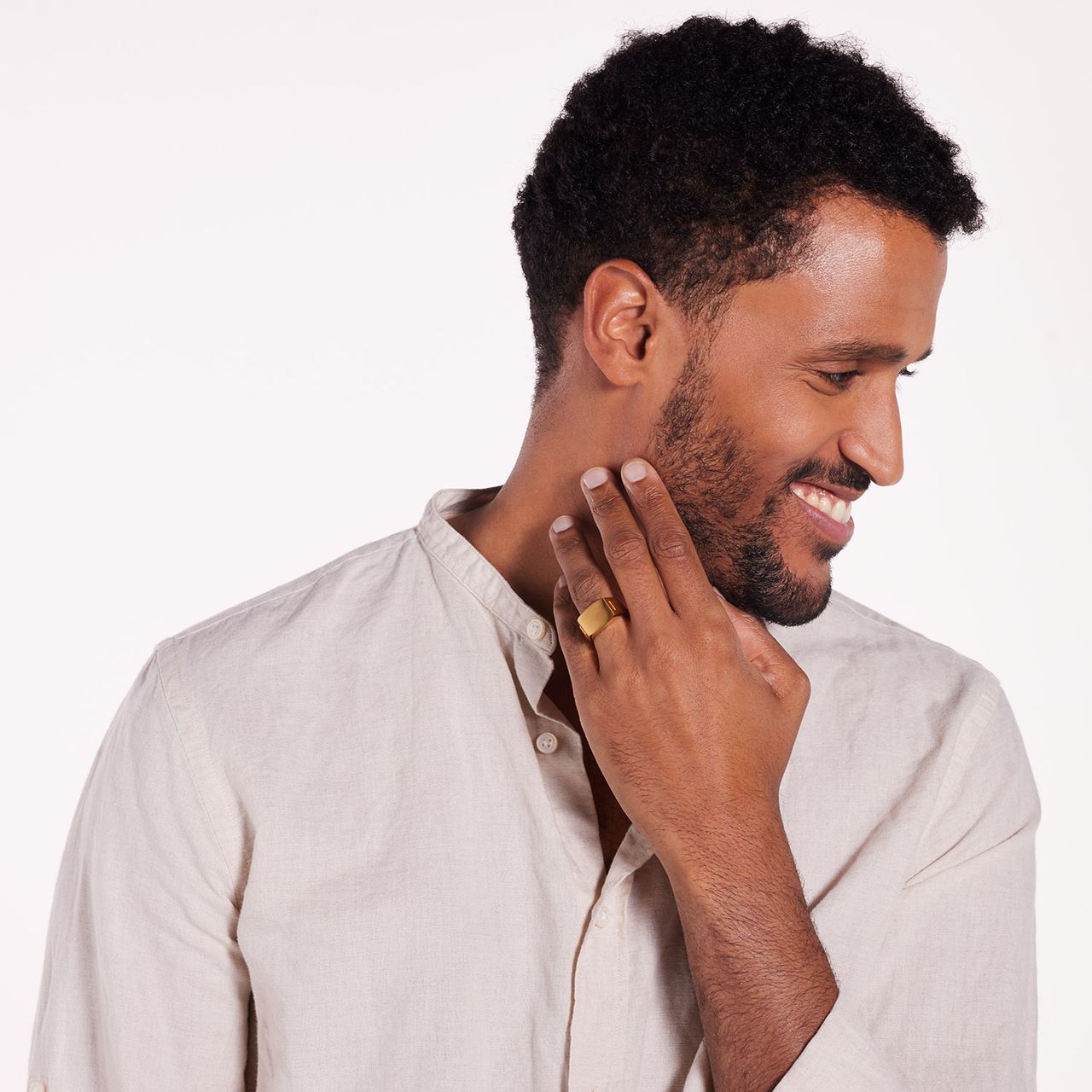 Stainless steel goldplated herenzegelring