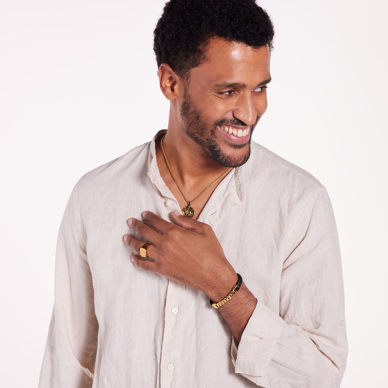 Gerecycleerd stalen goldplated zegelring vierkant