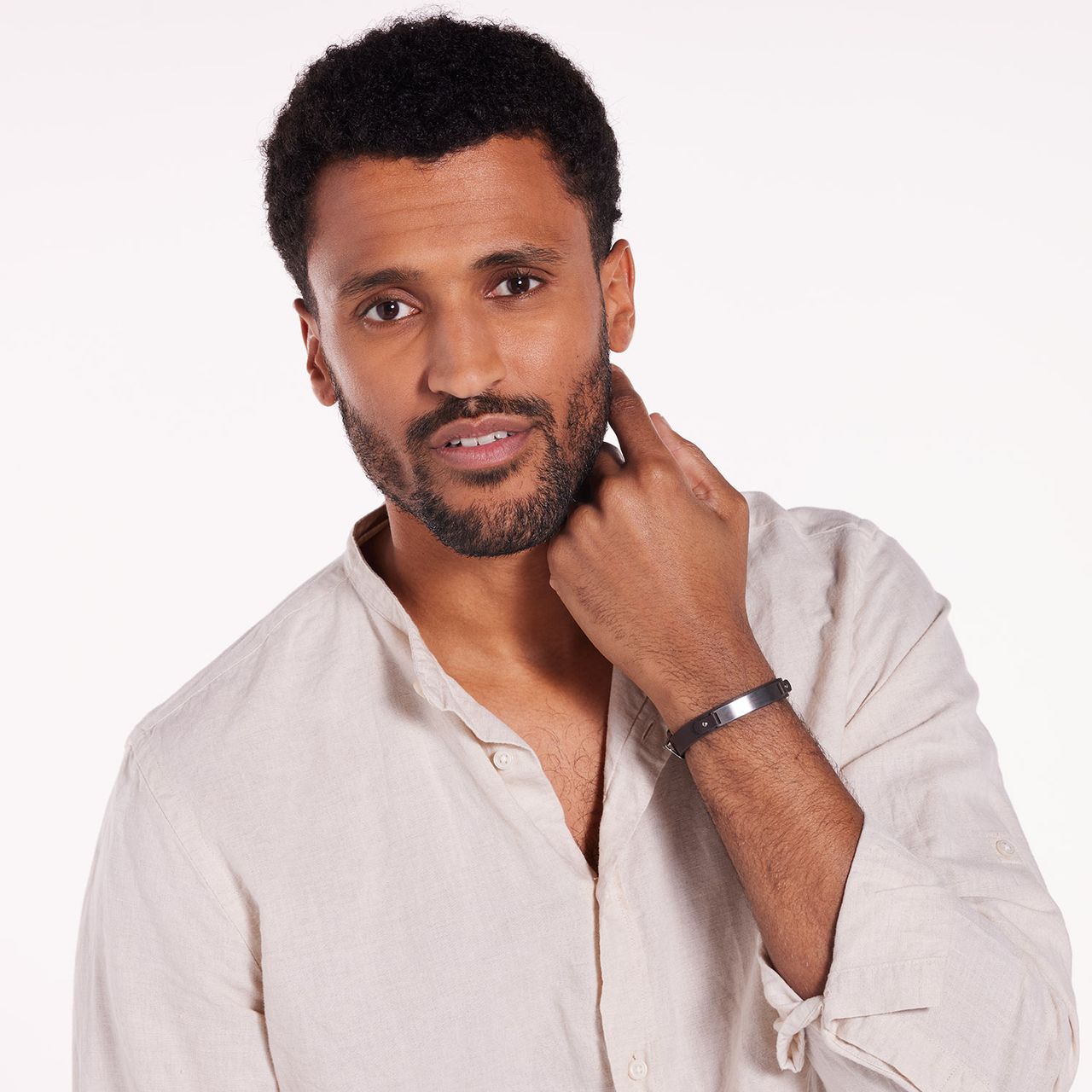 Gerecycleerd stalen armband leer bruin