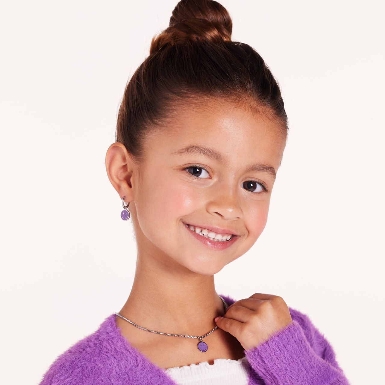 Edelstahlohrringe mit lila Smiley