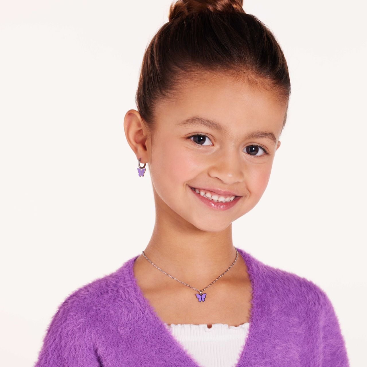 Little Miss Fabulous stainless steel oorbellen met vlinder violet