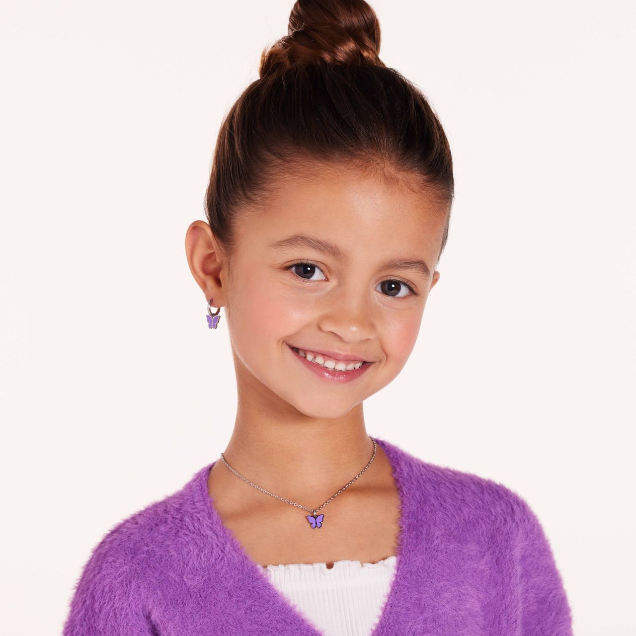 Little Miss Fabulous stalen ketting met vlinder violet